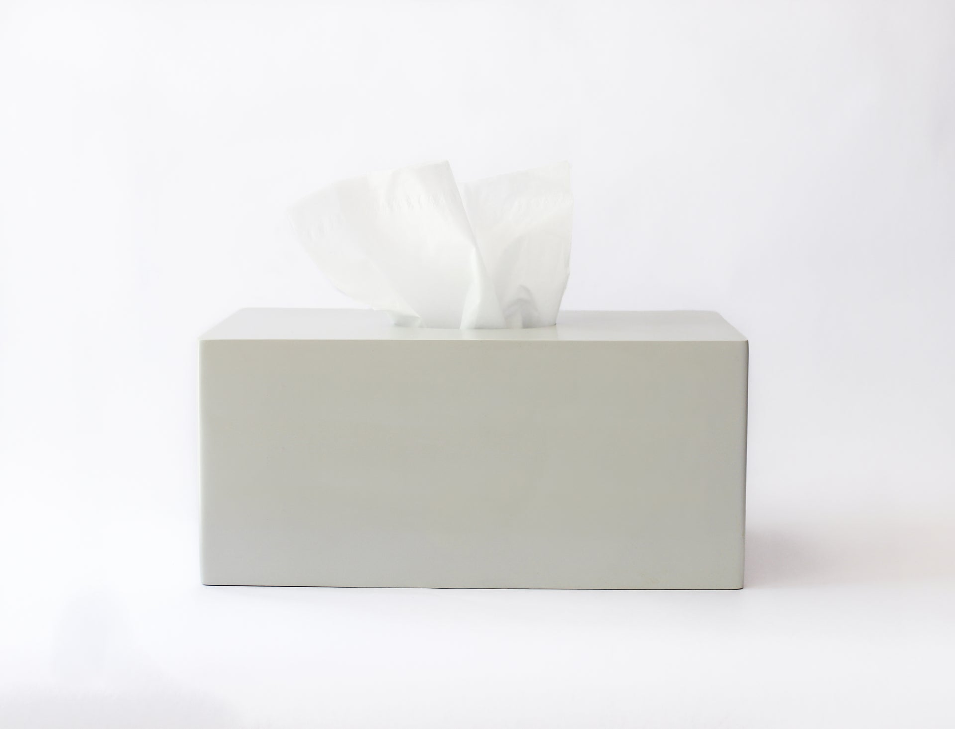 Load video: The large tissue box cover in stone. Sturdy, simple, and stylish.